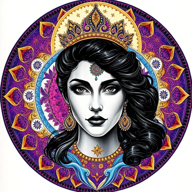 Anahita, Persia / Iran goddess, mosaic art nouveau portrait