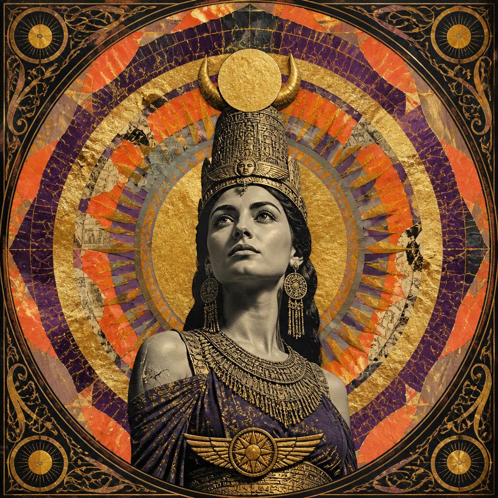 Arinniti, Turkey / Hittite Anatolia goddess, mosaic art nouveau portrait