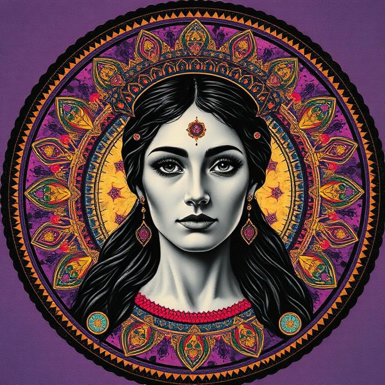 Cybele, Phrygian / Anatolian goddess, mosaic art nouveau portrait