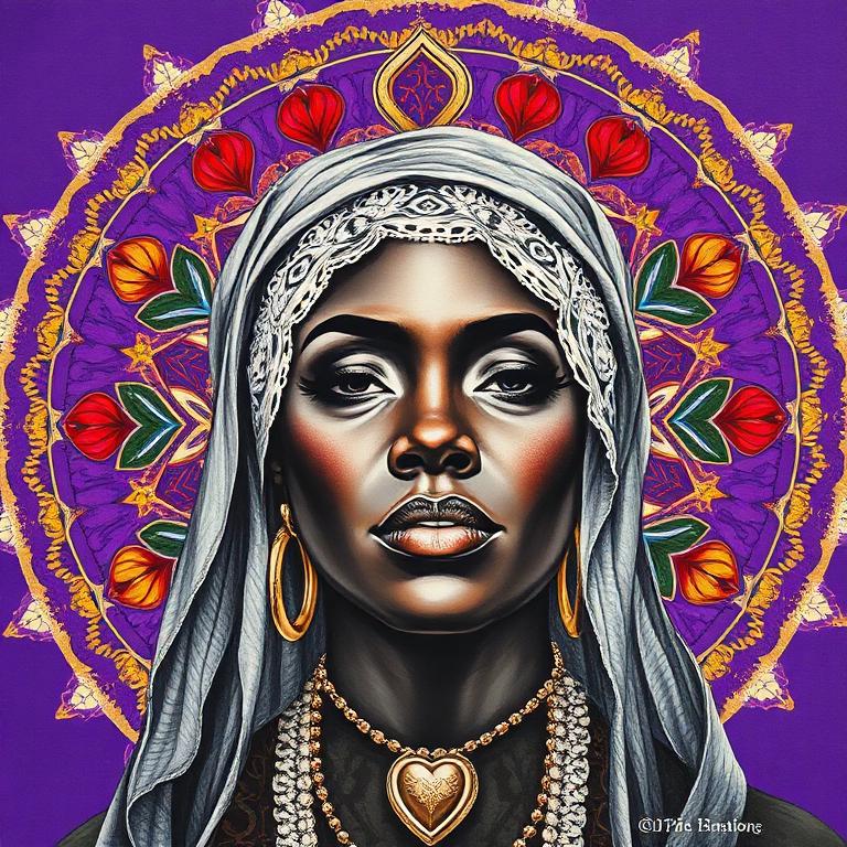 Erzulie Freda, Haiti / Caribbean goddess, mosaic art nouveau portrait