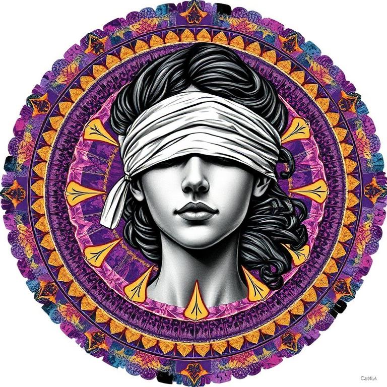 Fortuna, Roman / Italic goddess, mosaic art nouveau portrait