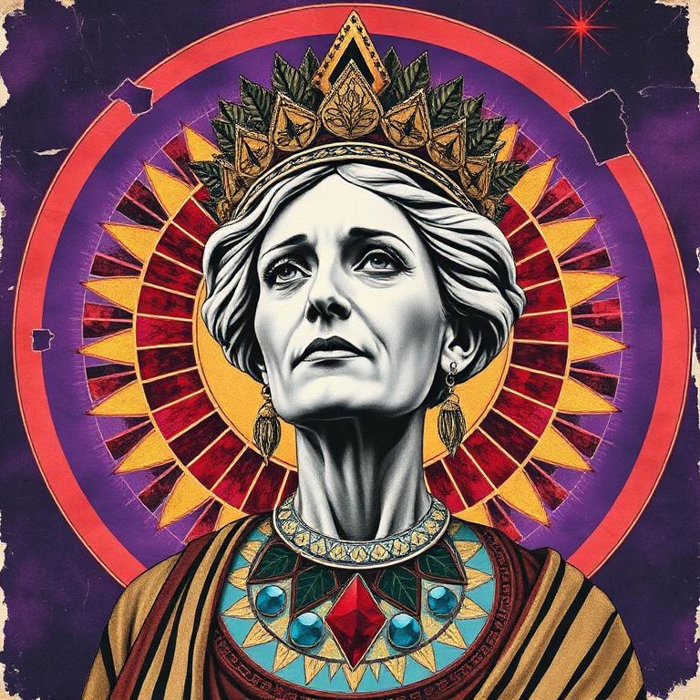 Gaia, Ancient Greece goddess, mosaic art nouveau portrait