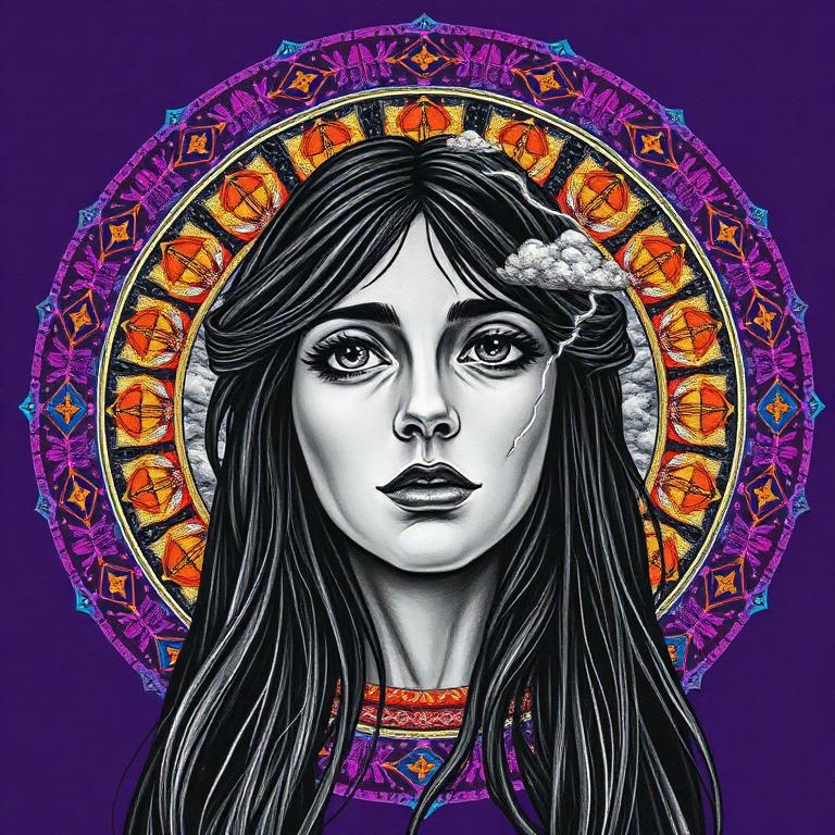 Mari, Basque Country / Spain goddess, mosaic art nouveau portrait