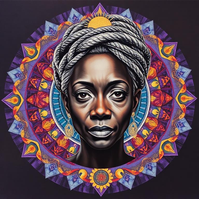Nana Buluku, Fon / Dahomey, West African goddess, mosaic art nouveau portrait