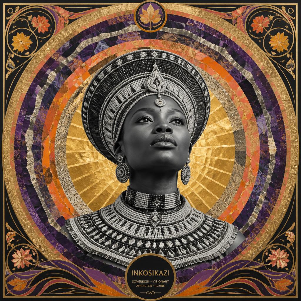 Nomkhubulwane, South Africa / Zulu goddess, mosaic art nouveau portrait