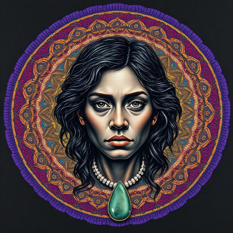 Papatūānuku, Māori / Polynesian goddess, mosaic art nouveau portrait