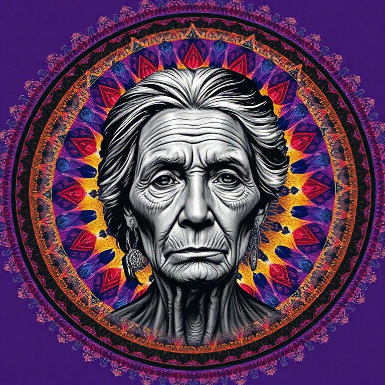 Spider Grandmother, Hopi / Native American goddess, mosaic art nouveau portrait