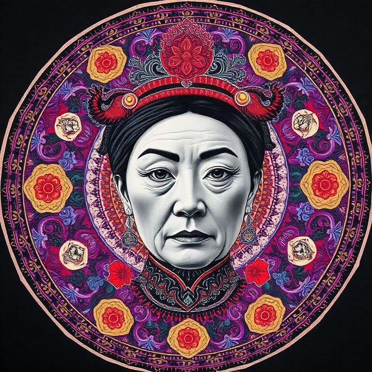 Xi Wangmu, China goddess, mosaic art nouveau portrait